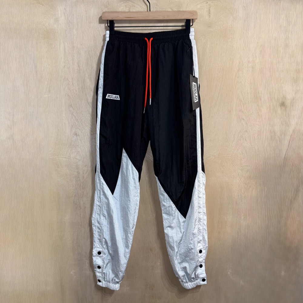 MOOLAH Women's Warm Up Pants‎ Black White Athletic Track Joggers Size S